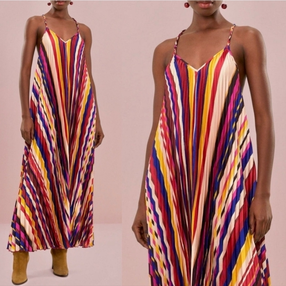 FARM Rio NWTs Diagonal Stripes Midi Dress
